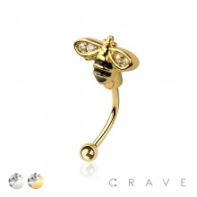 MULTI CZ BEE 316L SURGICAL STEEL CURVED BARBELL/EYEBROW
